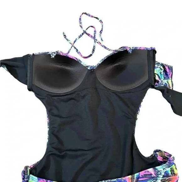 Top Model Multicolor Neon Tropical Adjustable One Piece Swimsuit Womens Size L - Picture 14 of 14